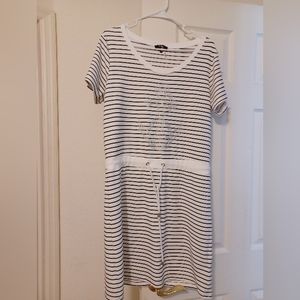 Orly Womens Size L Black & White Nautical Drawstring Dress.